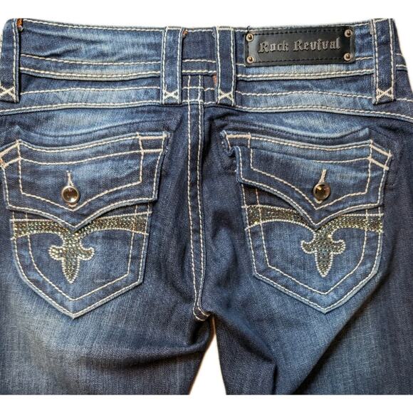 Rock Revival Scarlett Wide Leg Jeans Size 28L (29x34) NWOT Y2K Boot flap pocket - Picture 1 of 9